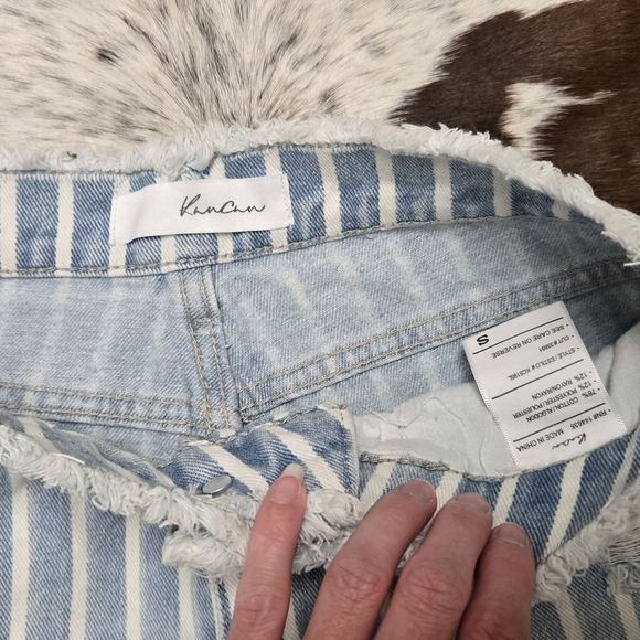 KanCan Blue and White Distressed Jean Shorts - Picture 3 of 3